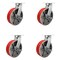 Service Caster 12'' Heavy Duty Red Poly on Cast Iron Swivel Caster Set with Brakes, 4PK CRAN-SCC-KP92S1230-PUR-RS-SLB-4 - alternate 1